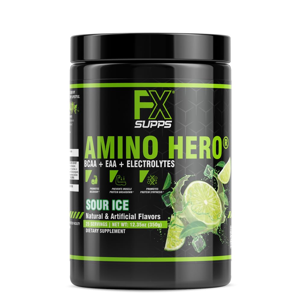 FXSUPPS 氨基英雄酸冰火焰(25次服务) + 男女工作后恢复饮料 + 与BCAA、EAA和电解质混合 → 促进耐力和健康肌肉 - 1包