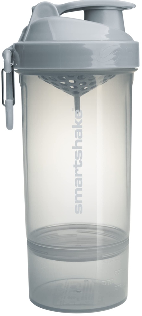 Smartshake O2GO One 塑料蛋白质摇摆瓶800 ml → 27 oz - 防滑螺丝上 Lid - BPA Free - Unisex - 雾灰色