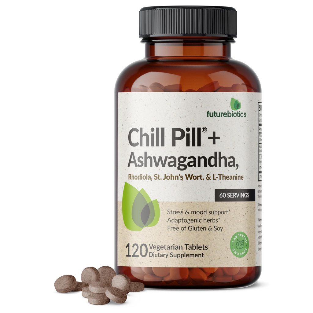 未来生理学 冷药 + Ashwagandha, Rhodiola, St. John's Wort, & L-Theanine - 非 GMO, 120 植物药片
