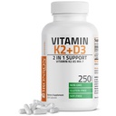 Bronson Vitamin K2(MK7),配有 D3 补充 Non-GMO 公式 5000 IU Vitamin D3 & 90 mcg K2 MK-7 容易吞咽 D & K Complex, 250 Capsules