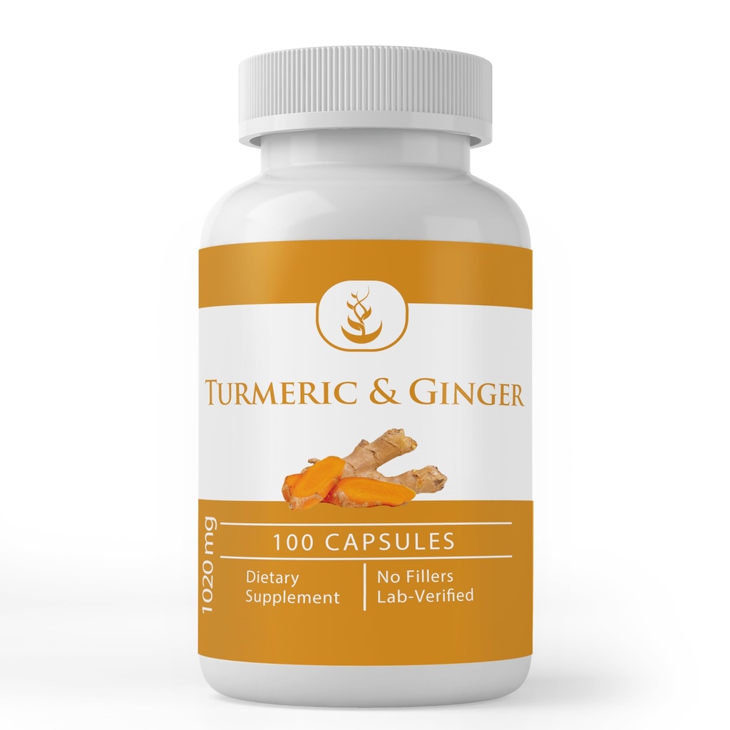 纯原始成份 Turmeric Curcumin & Ginger, (100 Capsules) 永远纯, 无添加剂或填充剂, 实验室验证( 100 Capsules)