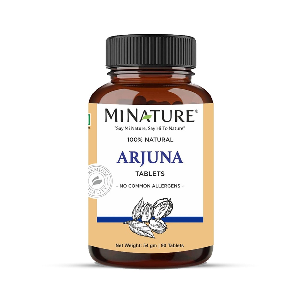 Arjuna平板电脑由印度的Mi Nature-90平板电脑提供,1000mg → 45天供应,100%天然Arjuna平板电脑