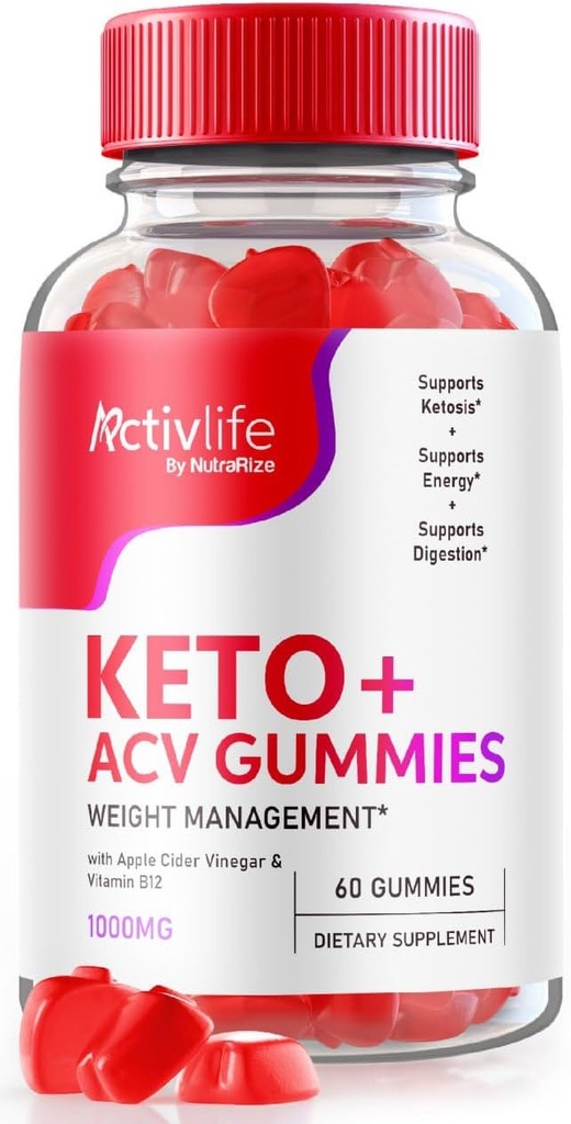NutraRize ActivLife Keto+ACV Gummys 高级体重损失,有效的Sliming Gummys 1000 MG,Gomitas Reviews, (60 Gummys).