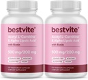 BESTVITE Acetyl L-Carnitine 500mg & Alpha Lipoic Acid 200mg / Capsule 与生物锡(240 植物素)(120 x 2) - 无锡 - Vegan - 非转基因生物 - Gluten Free