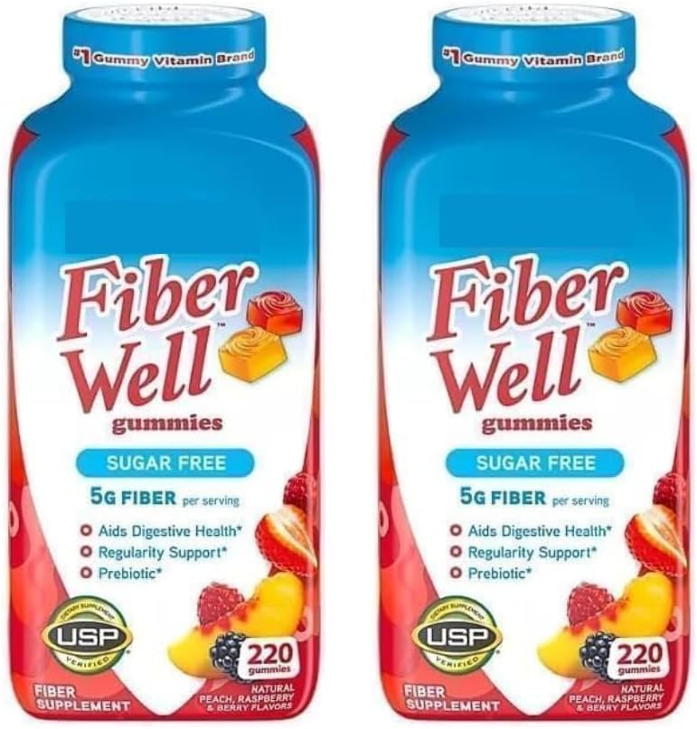 Vita Fiber Well Gummys, 无糖, 桃子, Raspberry & BlackBerry Flavors, 220 计数