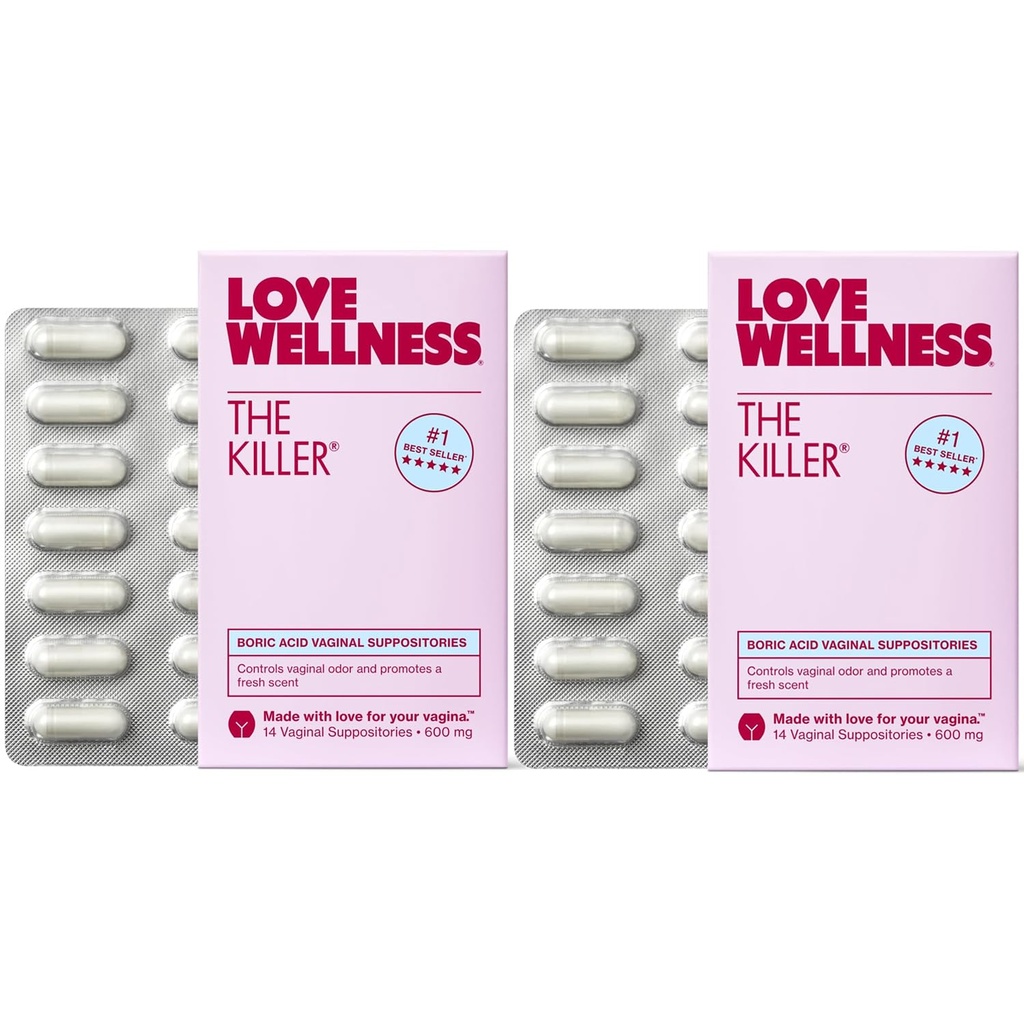 Love Wellness The Killer QQ Boric Acid 阴道套件 QQ平衡pH与支持阴道控制,健康阴道平衡与环境 QQ快速行动与无花纹 QQ Gentle与有效 28 Ct