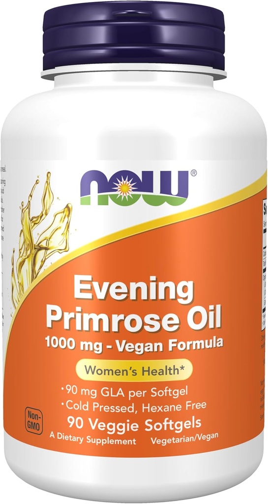 Now Foods Supplements, Evening Primrose Oil 1000 mg, Cold pressed, Hexene Free, Vegan Formula, 90 Veg 软胶