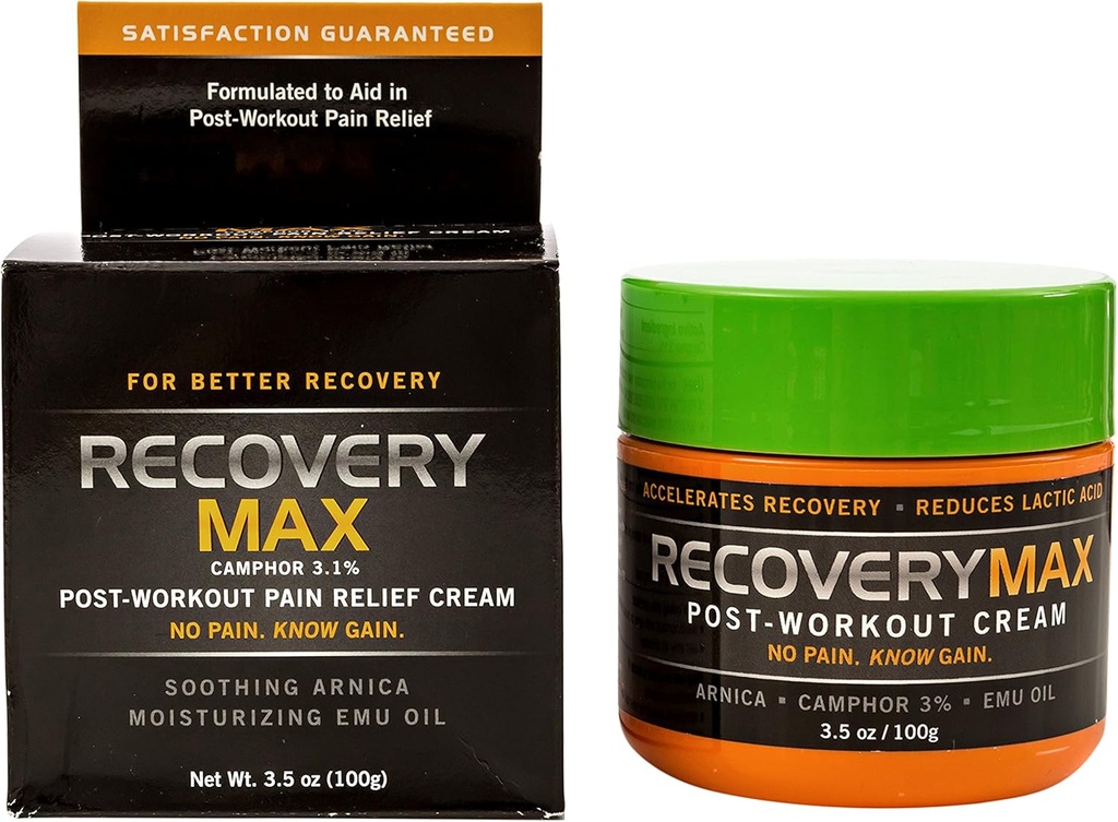 Recovermax – 工作后奶油 – 用于健身工作方案 加快肌肉恢复 – 减少肌肉酸痛 – 返回锻炼快速 – 恢复补充 – 3.5 oz