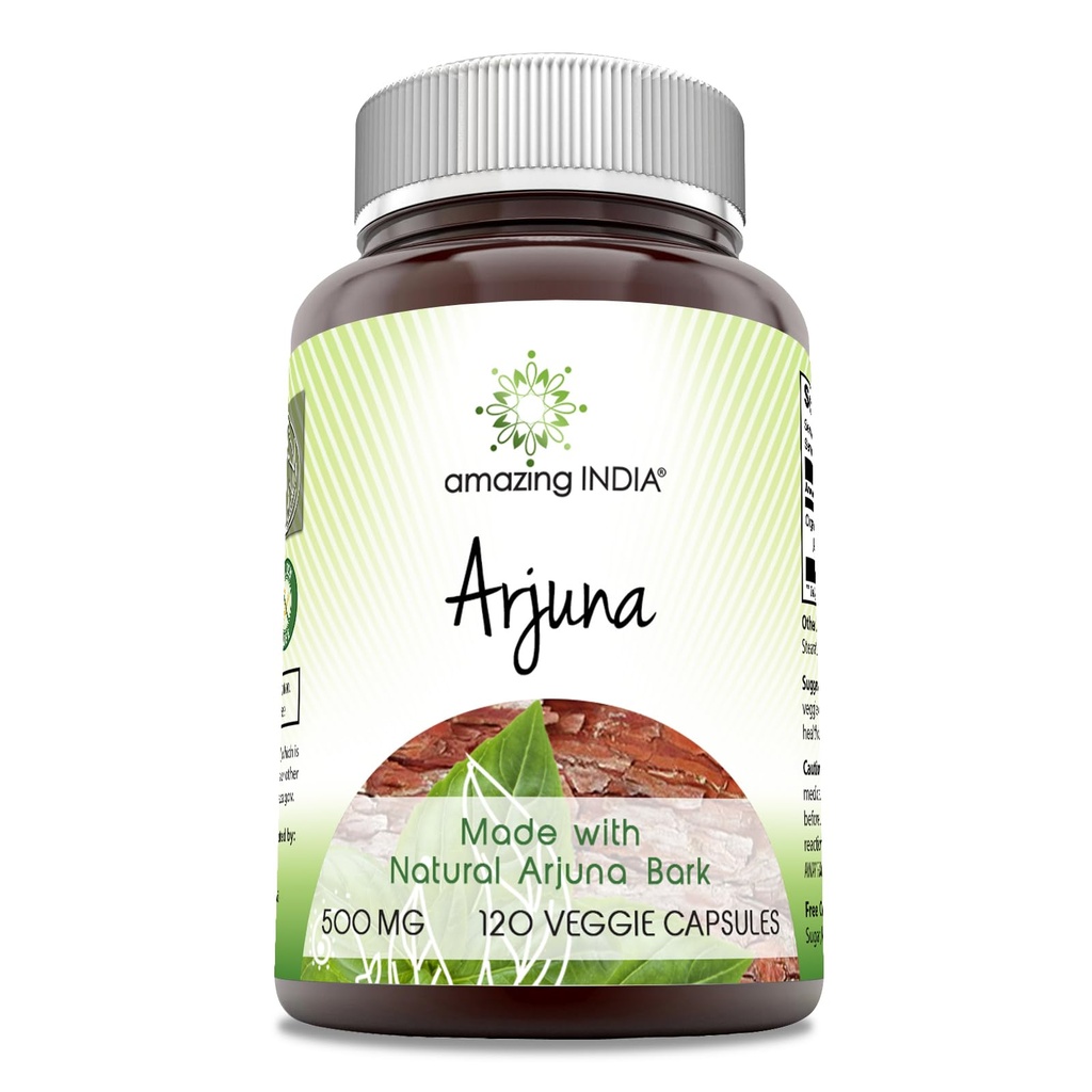 令人惊奇的印度 Arjuna (与天然 Arjuna 合作) 500 Mg 补充 QQ Vegetarian Capsules QQ Non-GMO QQ Gluten-Free QQ 在美国制造 (Pack QQ 120 Counter)