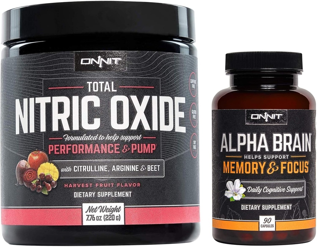 ONNIT Nootropic + 预研堆积器 - Alpha Brain(90厘米) + 氮氧化物总量(Harvest Fruit)