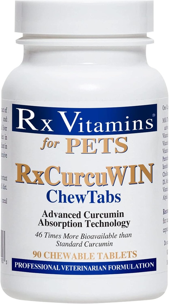 Rx维生素CurcuWIN 宠物的Curcumin - 猫的免疫支持 - 狗的消化支持 - 90厘米