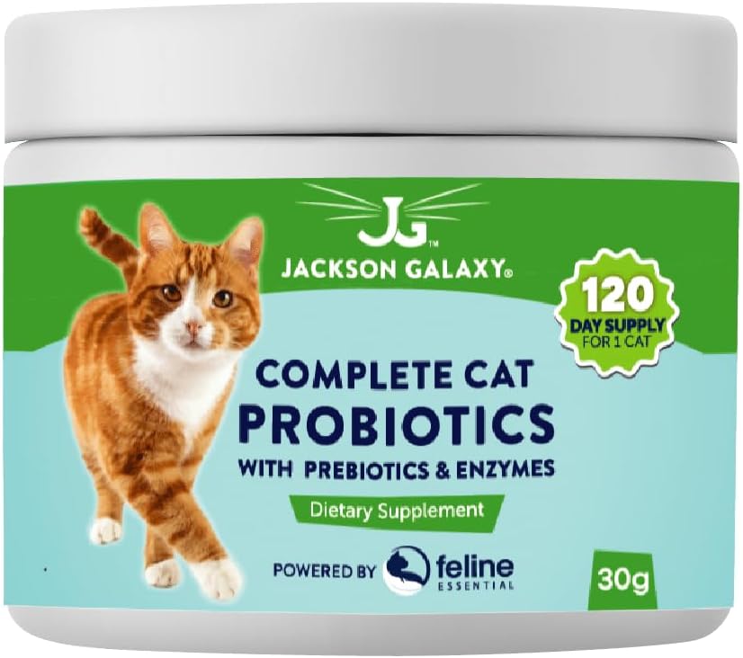 由Jackson Galaxy公司制作的完整Cat Probiotics & Enzymes 编剧 - 文摘支持,免疫支持 饮食补充 - 美国制造