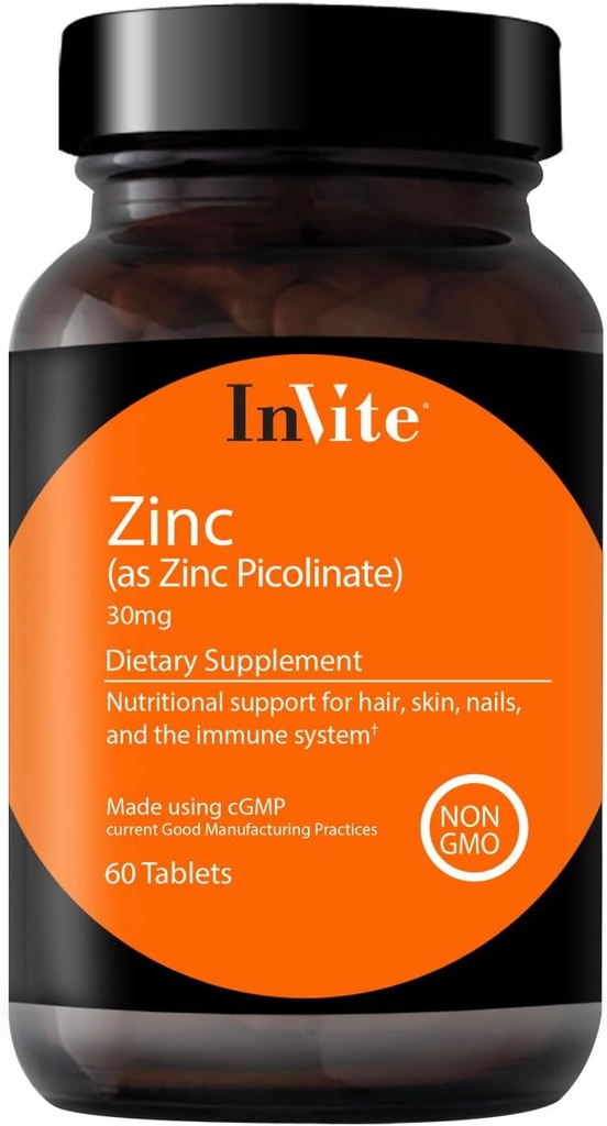 在Vite Health Zinc Picolinate - 30毫克为Zinc Picolinate - 支持Immune, Nail, Skin and Hair Health - 60 片(2-Pack)