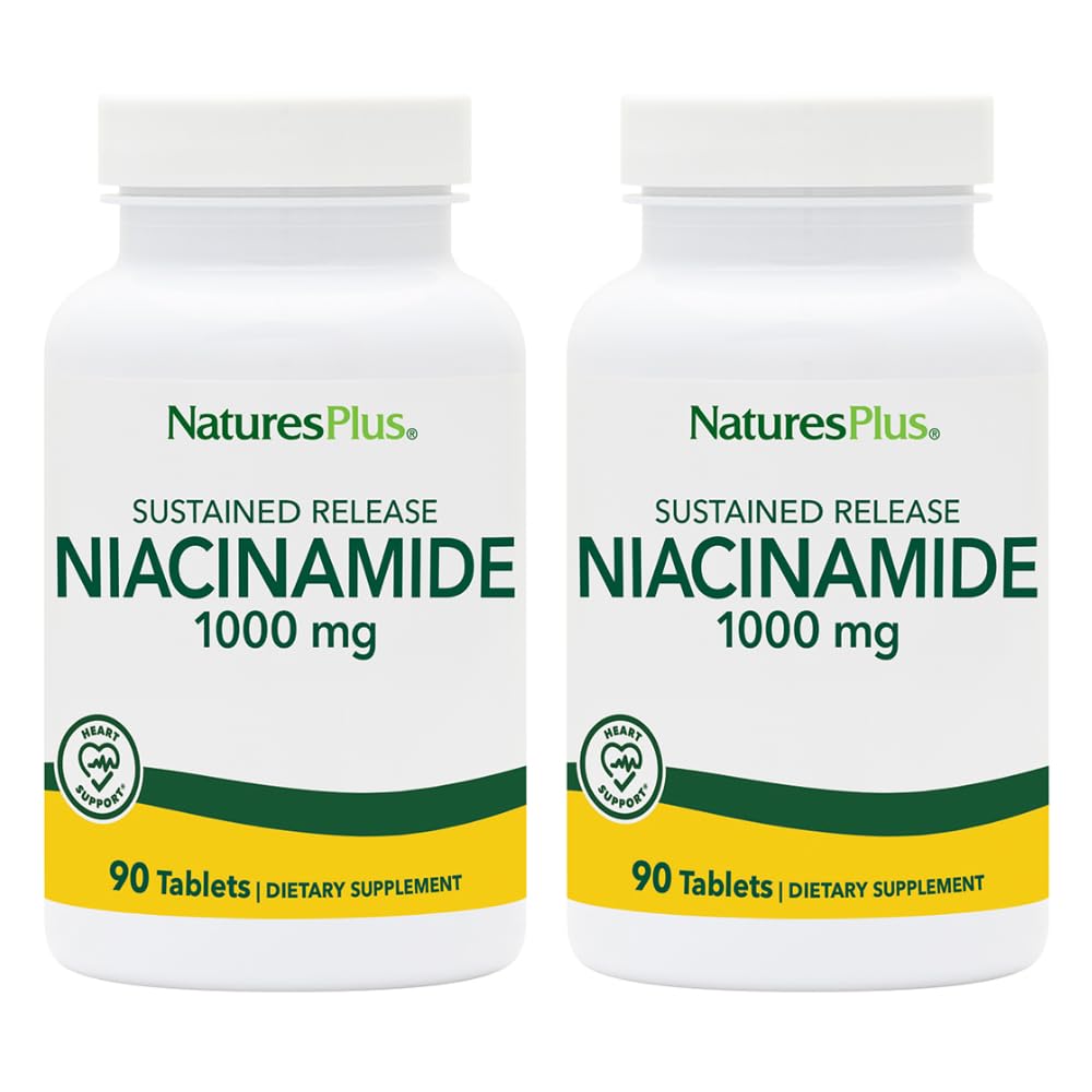 Natures Plus Niacinamide 1000 mg - 90 持久释放片,包2 - 支持Immune和皮肤健康,能源生产和脑功能 - 蔬菜,Gluten Free - 180 总服务