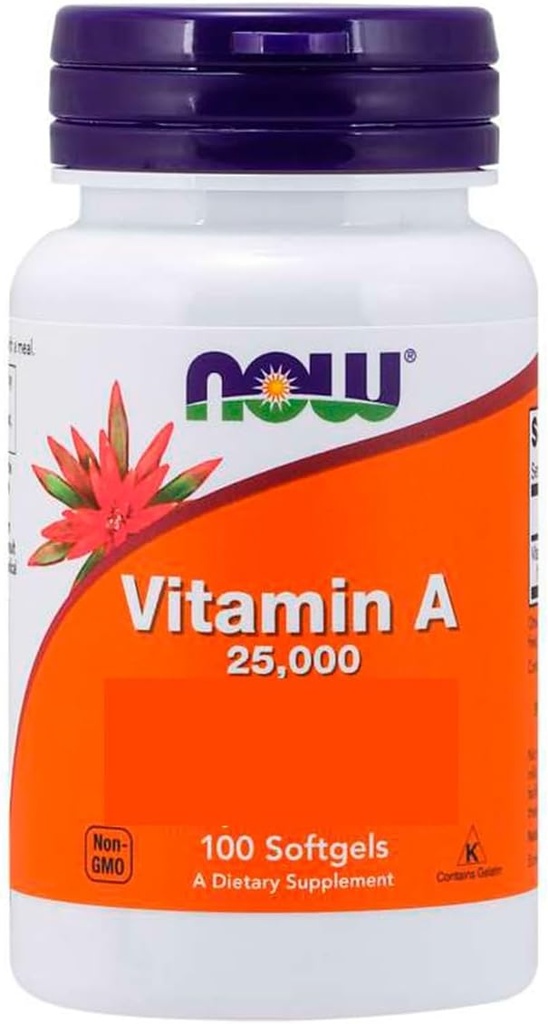 鱼肝油的维生素A,25000IU,250 Sgels by Now Foods (Pack of 4)