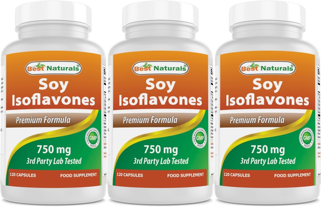 Best Naturals Soy Isoflavones 750 mg 120 Capsules (120 个计数(3包))