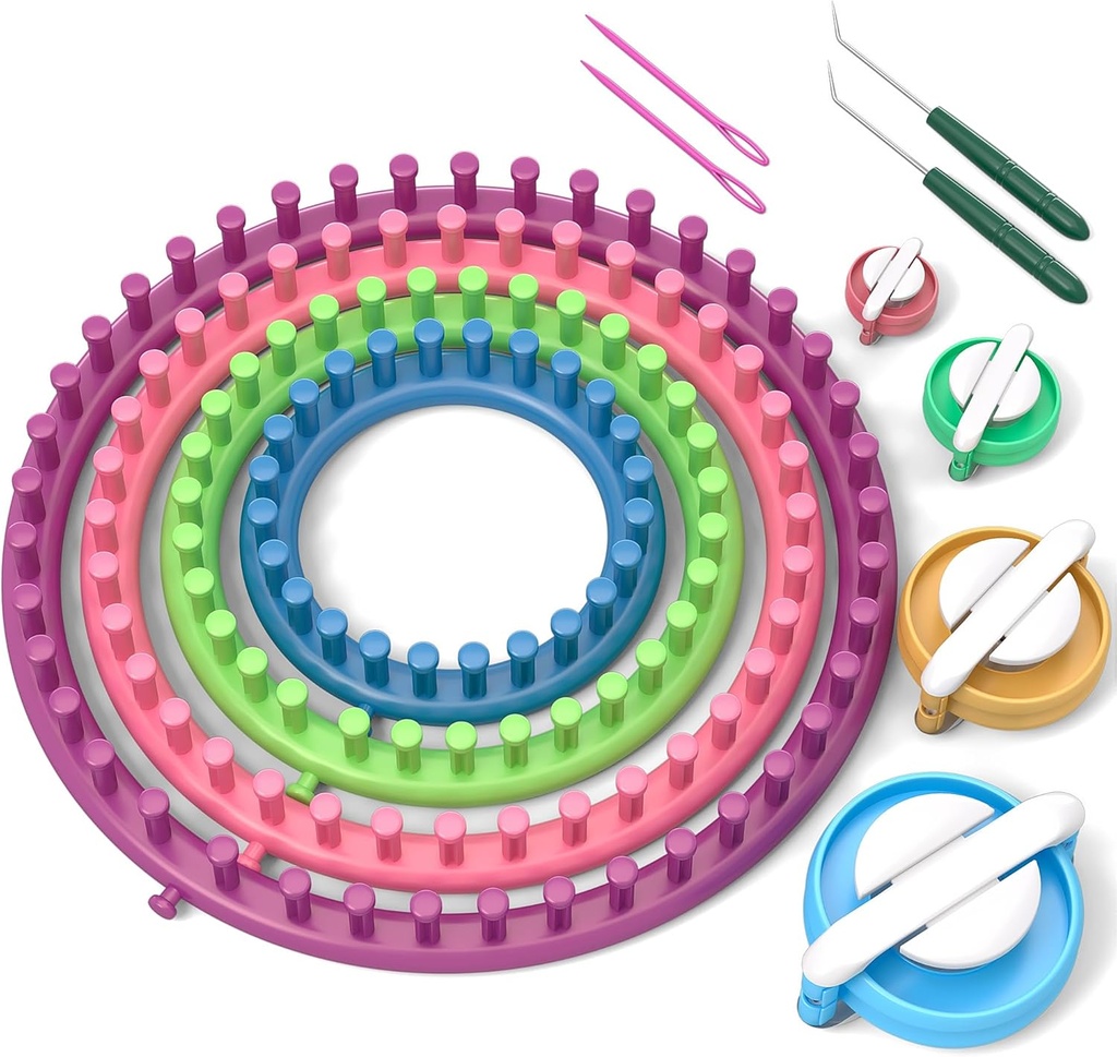 READAEER 轮式编织 Looms 设置手工业工具,配有 Hook Needle 和 Pompom 制作器