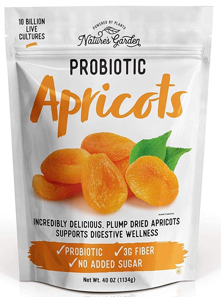 自然花园 Probiotic Apricots - 干果, Plump Dried, Gluten - Free, 奶制品, Vegan – Bulk 40 Oz Bag (Pack of 1).