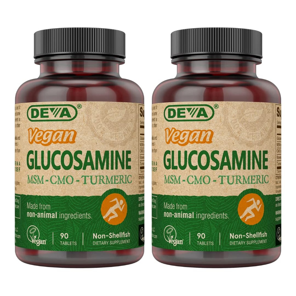 DEVA Vegan Glucosamine - MSM - CMO & Turmeric 补充剂 - Gluten Free Planet 营养补充剂 - 90块(包装2)