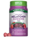 (原始内容存档于2017-10-21). Nature's Truth Melatonin Gummys | 1mg | 60 Count | Cherry Pomegrant Flavor | Vegan, Non-GMO & Gluten Free Supplement