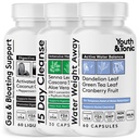 青春与Tonic 3X Belly Bloating Pills for Puffness, Water Debloat, Tomach, Gut & Colon Clean 清洁除毒 |与液体激活的炭油,椰子与辣椒薄荷油, Senna Leaf & More 150 胶片