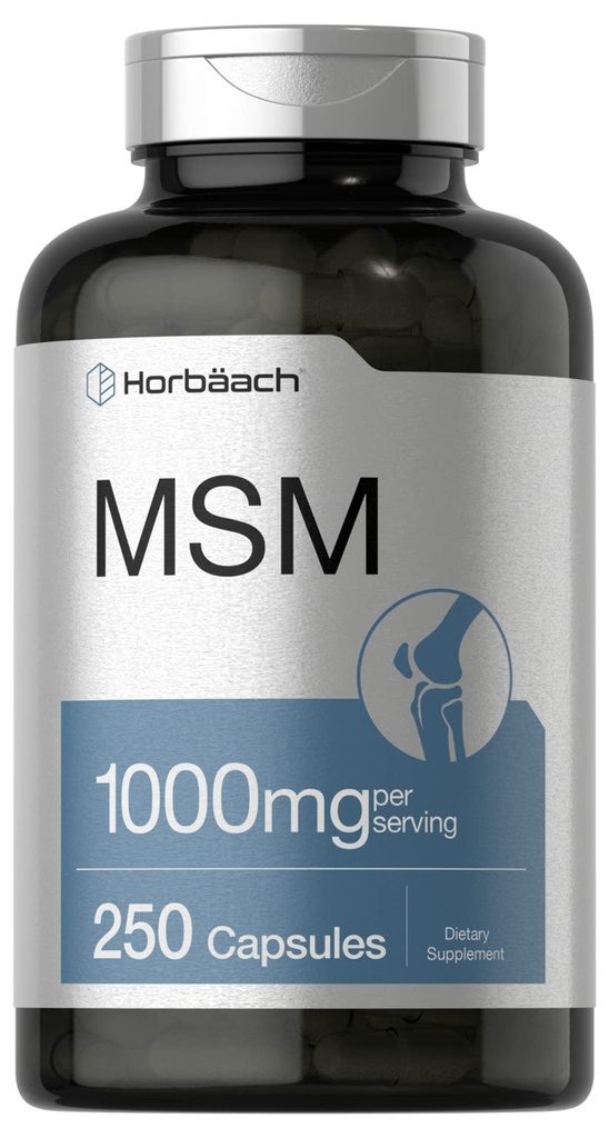 Horbäach MSM 补充 Capsules 1000mg 250 Counter → Non-GMO 和 Gluten 自由公式 → 甲基磺酰甲烷