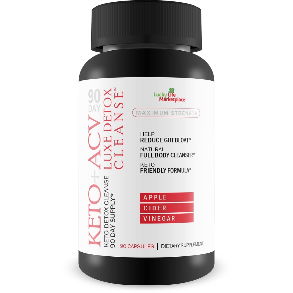 90日 Keto + Acv Luxe Detox cleanse - Psyllium Keto Detox cleanse 90日供应 - 帮助减少 Gut Bloat 和 Belly 大小 - 全体清洁器 - Premium Keto Acv Luxe cleanse Keto Lux
