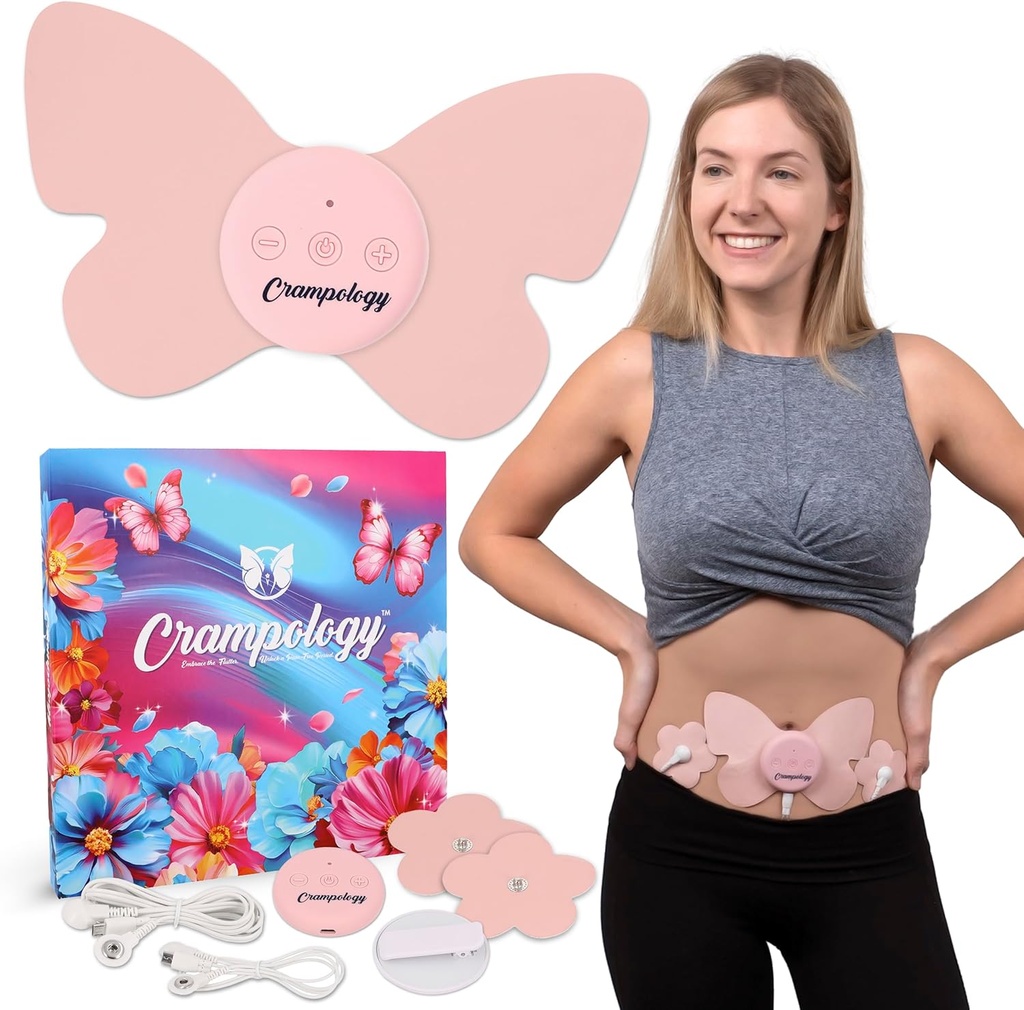 缓解粉红-佩里奥德 Cramps 疼痛解脱装置、月经和下背痛的 Cramp Massager、减少内分泌紊乱症、PMS TENS单元、无线或有线、自然循环支持