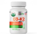 LIVEGOD 有机D3 K2 Supplement 2000 IU, Vegan Capsules with MK-7,纯维生素D3 with K2 for Imune,以及美国有机D3 K2公式制造的骨支持(60个计数)