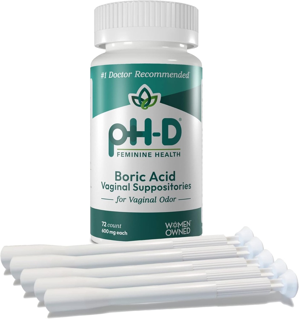 pH-D 女性健康支持 - Boric Acid Starter Bundle - pH-D Boric Acid 阴道套管 72 计数器和5 阴道套管器