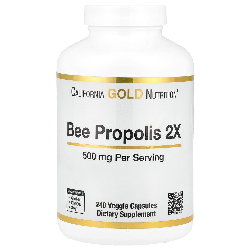 加利福尼亚金营养蜜蜂 Propolis 2X Potency, 集中抽取500毫克, 等效至1000毫克天然Propolis, 支持免疫健康与生命*, 240 Veggie Capsules