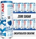 FITAID RX 零糖,封装奶油,工作恢复饮料,全合成混合剂,BCAAs,Glucosamine,Turmeric,B-Complex,电解剂,蓝莓,12 Fl Oz(24包)