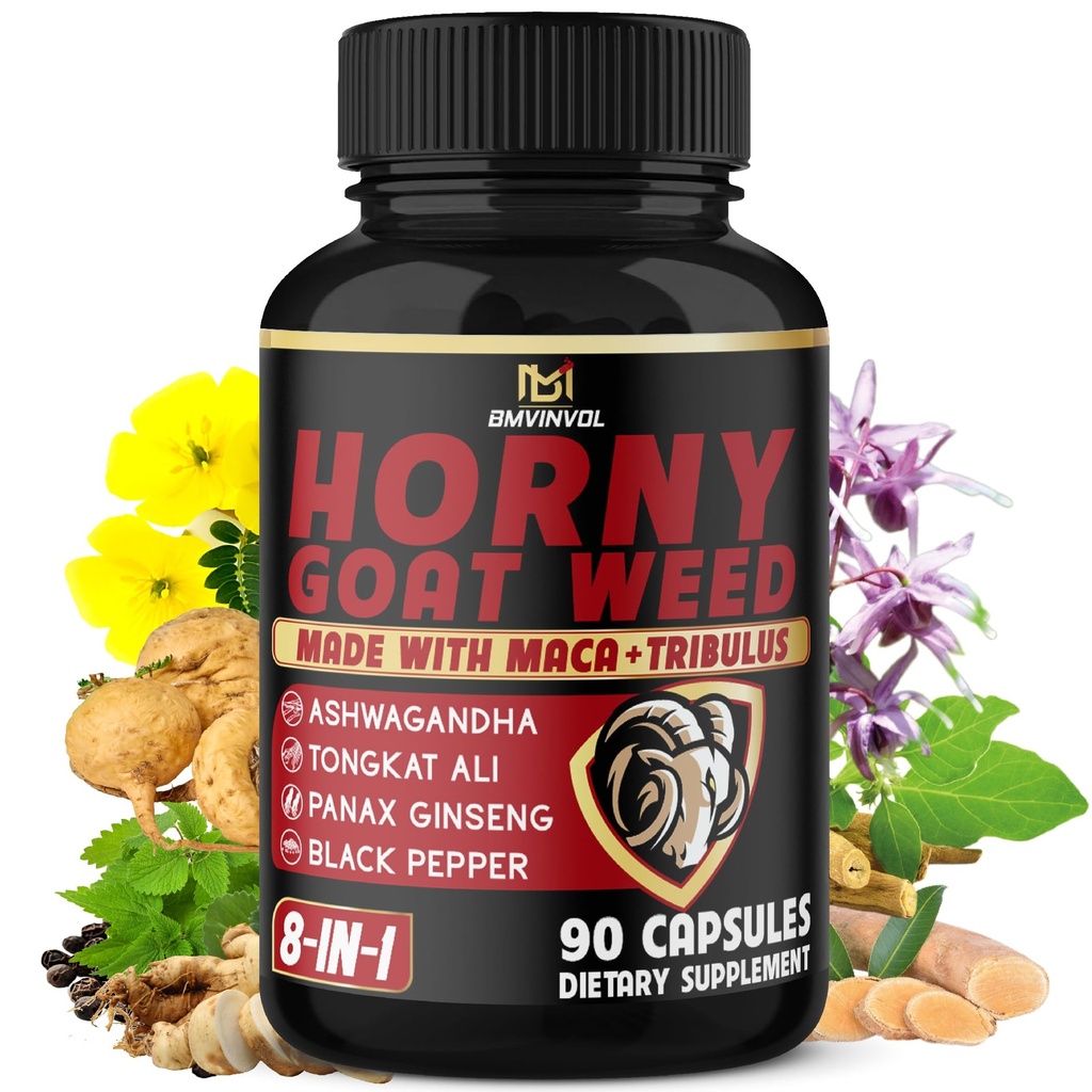BMVINVOL 霍尼羊笼草 与马卡, Ginseng, Tribulus Terrestris, Ashwagandha, 黑辣椒 - 90个月供应量