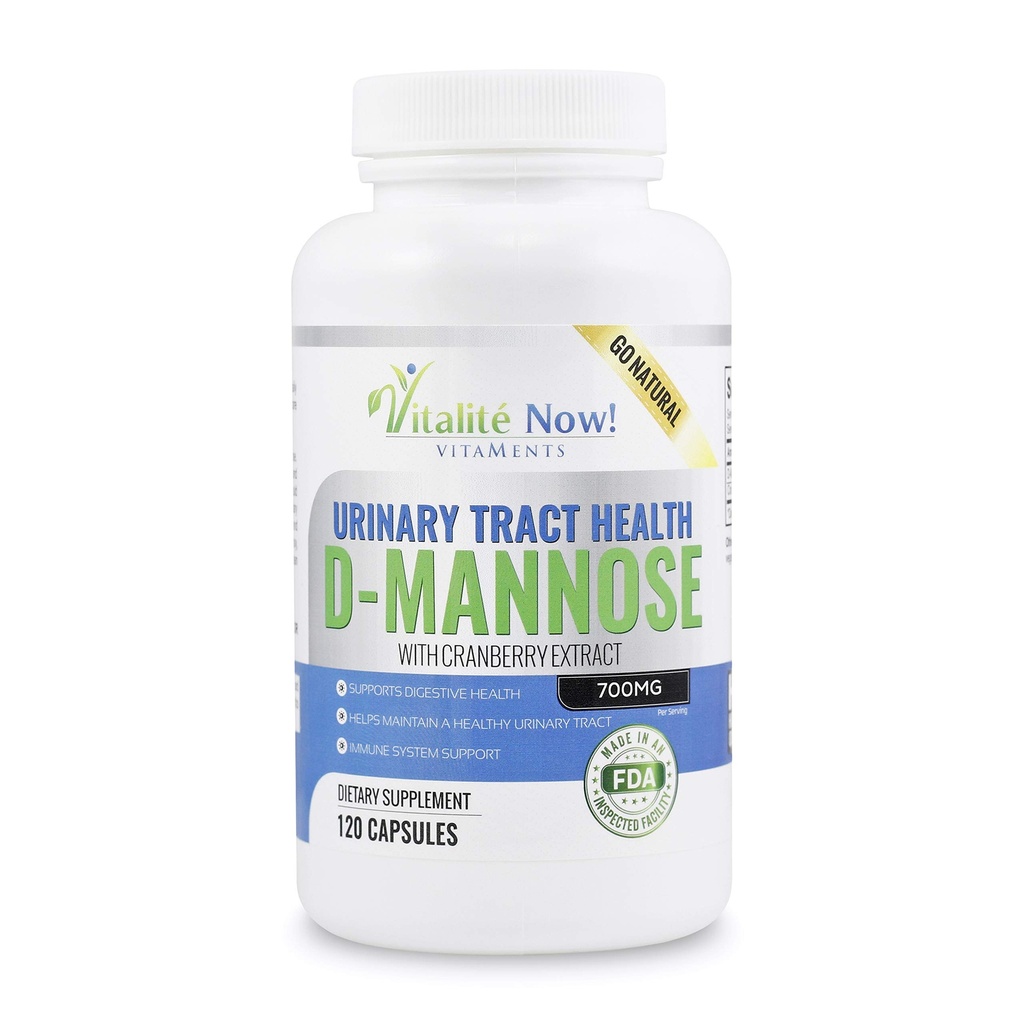 高强度纯度D-Mannose,天然尿道感染和UTI支持的Cranberry提取剂 -- -- 消化性健康 -- -- 免疫系统支持 -- -- 700mg -- -- 非GMO -- -- 120药丸