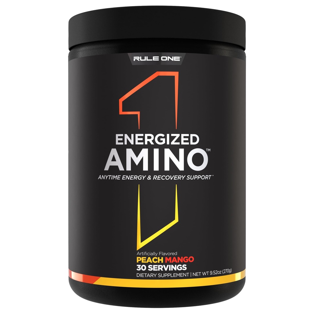 规则1 Energized Amino – 与BCAAs,Glutamine,Citrulline,Beta Alanine,以及来自绿咖啡和茶叶提取物的咖啡因(30位服务员,Peach Mango)的随时能源和恢复支持