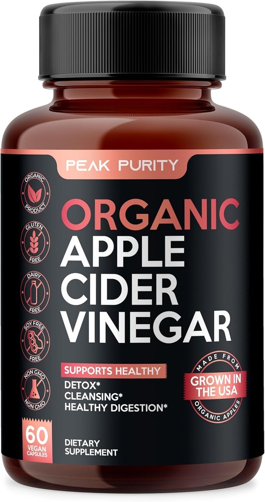 100%有机原苹果苹果苹果苹果苹果醋(Vinegar Capsules) - 天然解毒胶(Dutox Gut Cleanse)与健康消化(Health Digestion) - 无味和容易吞咽(Tasteeles & Easy to Swallow) - 超强ACV药丸 - 1000 mg