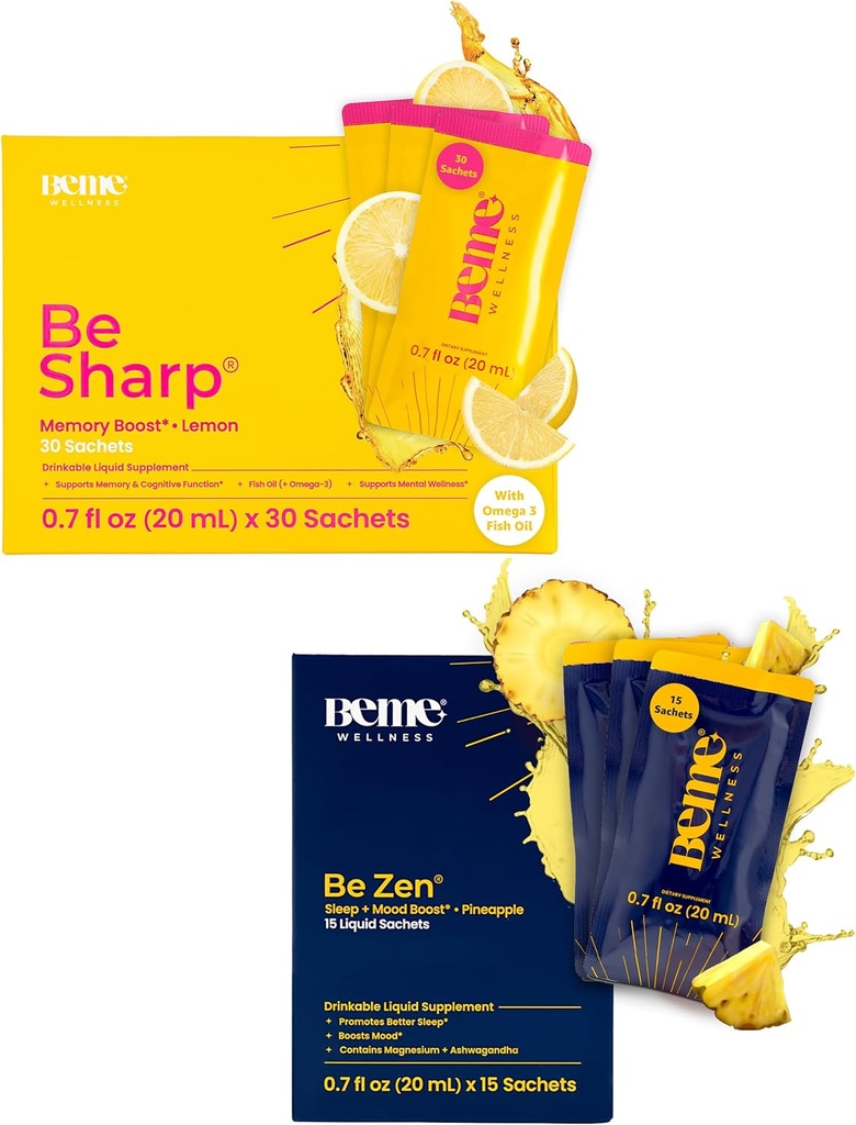 BeMe BeSharp & BeZen Bundle - Liquid Omega-3 & Magnesium Glycinate L-Theanine 补充设备