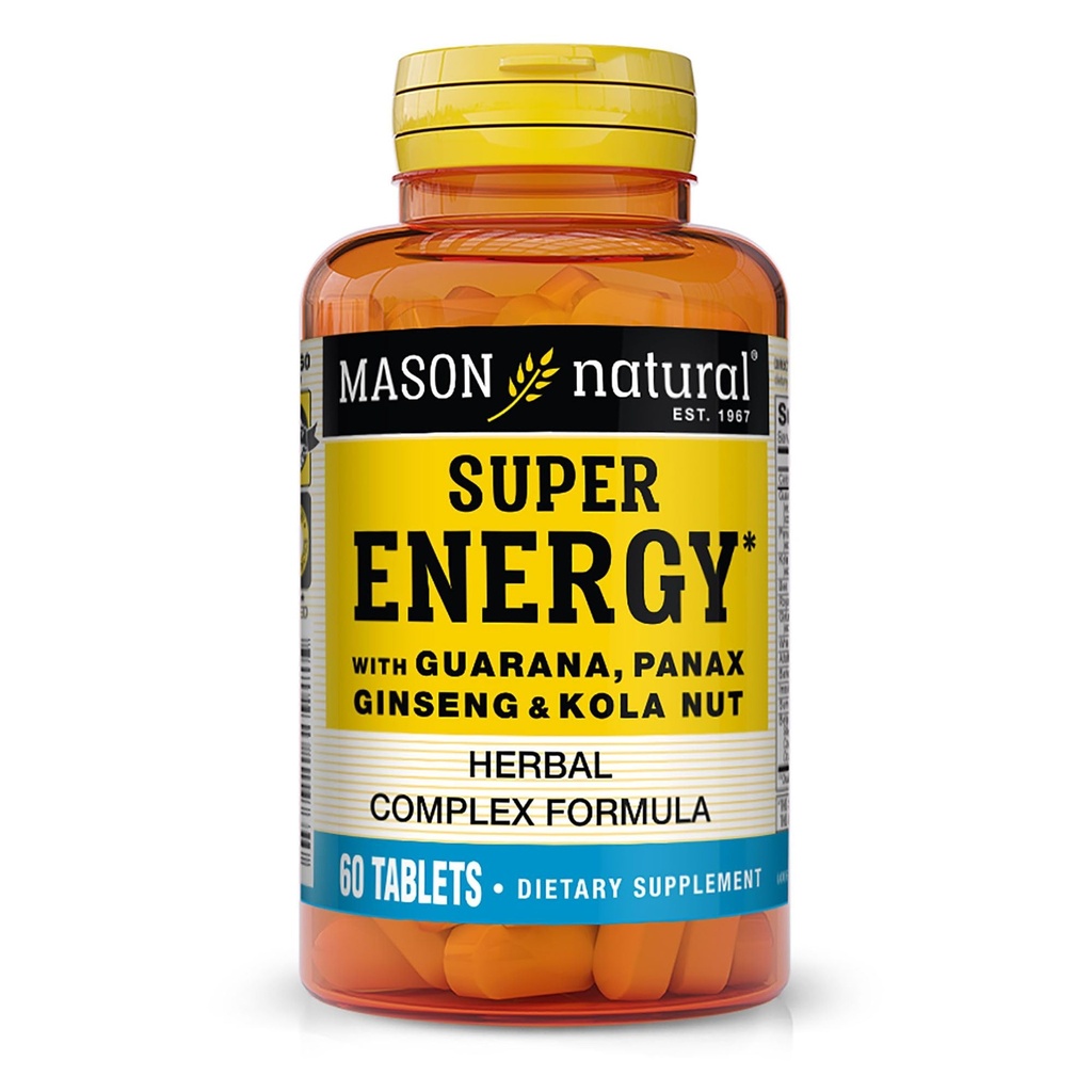 MASON NATURAL 超级能源,用瓜拉纳、Panax Ginseng & Kola Nut 制造,用于最佳性能和能源,30天供应