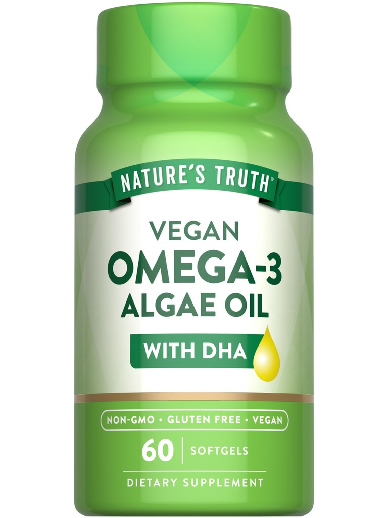大自然的真理 Vegan Omega 3 Softgels QQ 60 Count QQ Algae Oil Formula with DHA QQ Non-GMO & Gluten Free Supplement 互联网档案馆的存檔,存档日期2014-12-02.