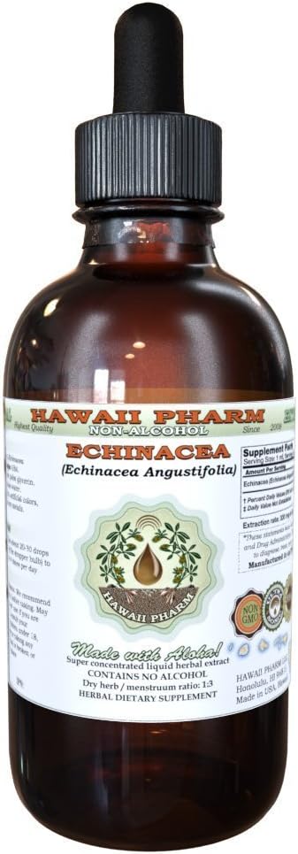 Echinacea无酒精液体提取剂,Echinacea (Echinacea Angustifolia) 干根甘油(Glycerite) 夏威夷药草天然草药补充剂 4 oz