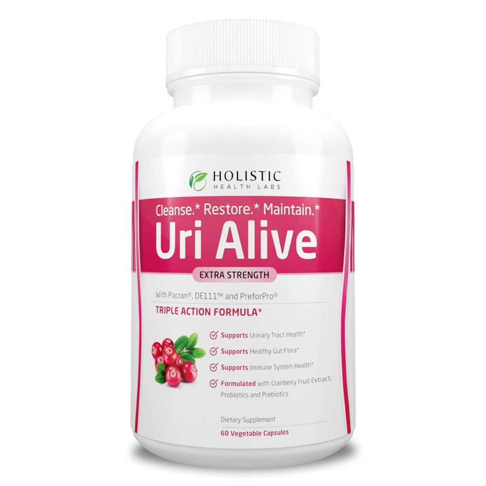 Uri Alive Extrastruction 尿液支持补充剂,用于尿液Tract,Bladder,Gut Flora和Immune系统健康(60 Counter (Pack of 1))