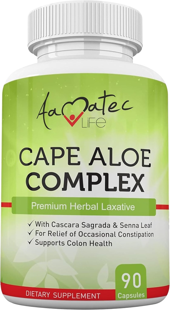 与Cascara Sagrada 和 Senna Leaf 90 Capsules 合作的Aloe Aloe 草药乳香综合症,促进便秘救济、健康肠道运动、消化和科隆健康