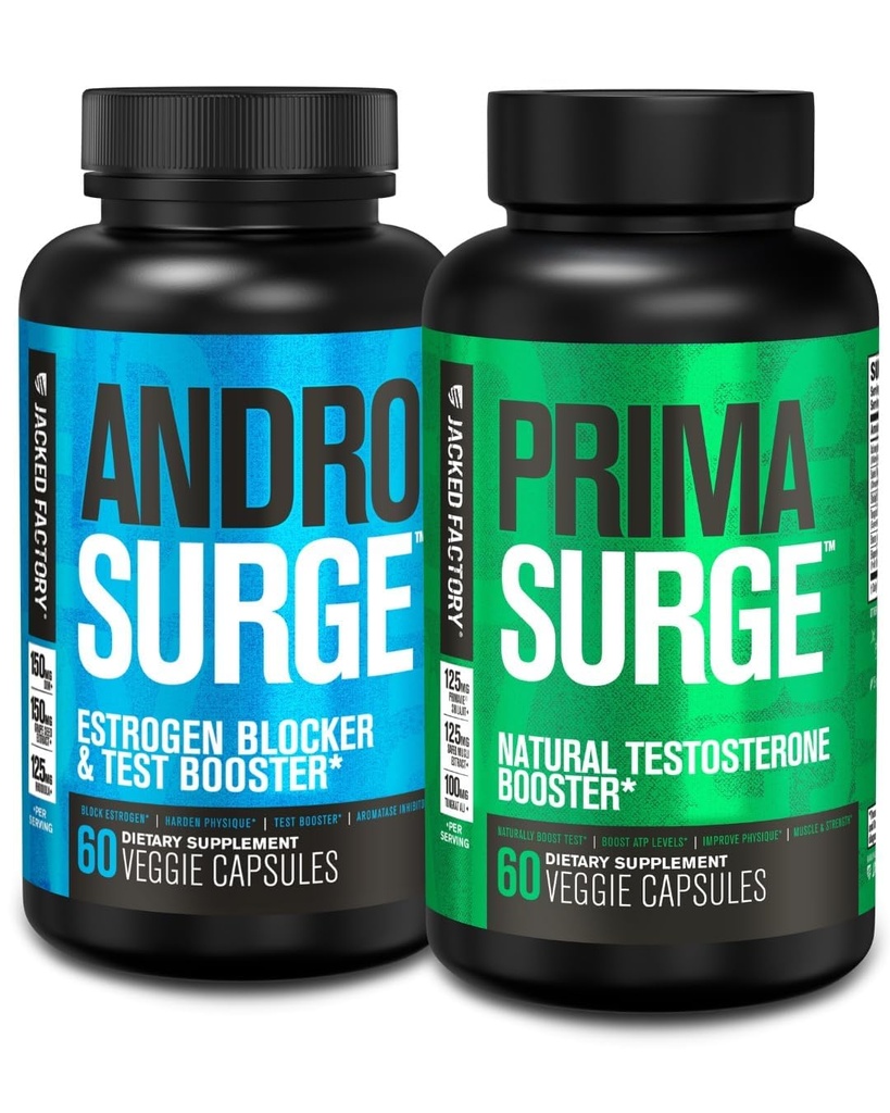 与Tongkat Ali的雌激素阻塞器-Androsurge Anti-雌激素+Primasurge 天然测试助推器-用于肌肉生长,生命力,能量,30天供应
