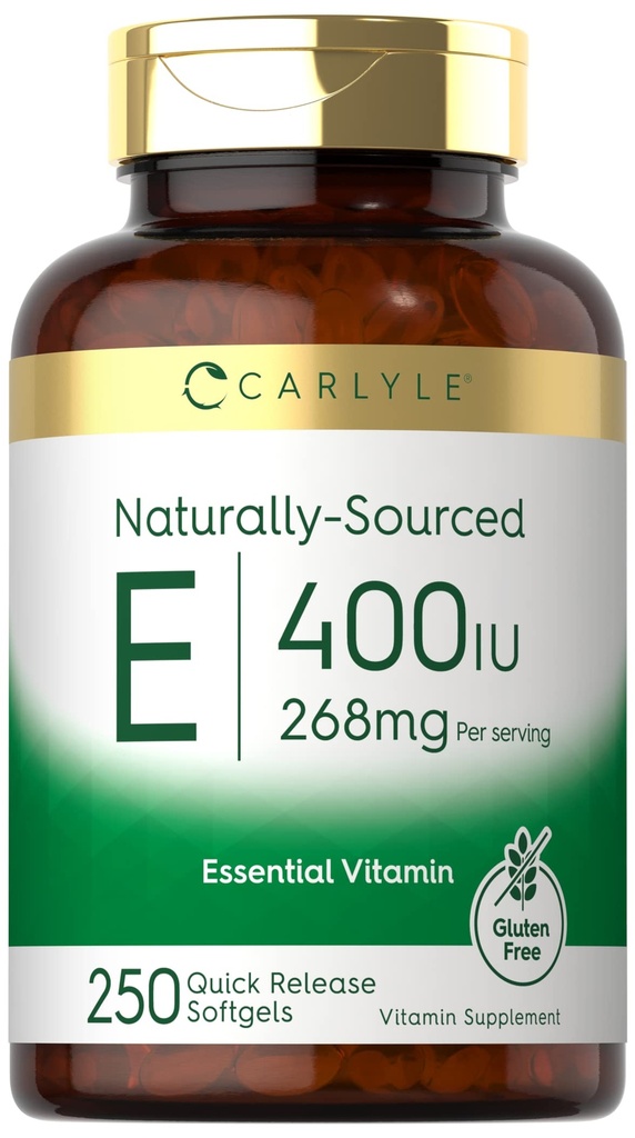 Carlyle Vitamin E 400 IU Softgels | 250 伯爵 | 自然来源 | 非GMO和Gluten Free