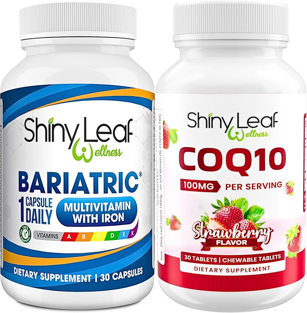 Bariatric多维特敏,每天加铁一卡普尔和CoQ10 100毫克,用于男女脑健康和能源管理 -- -- 1个月供应。