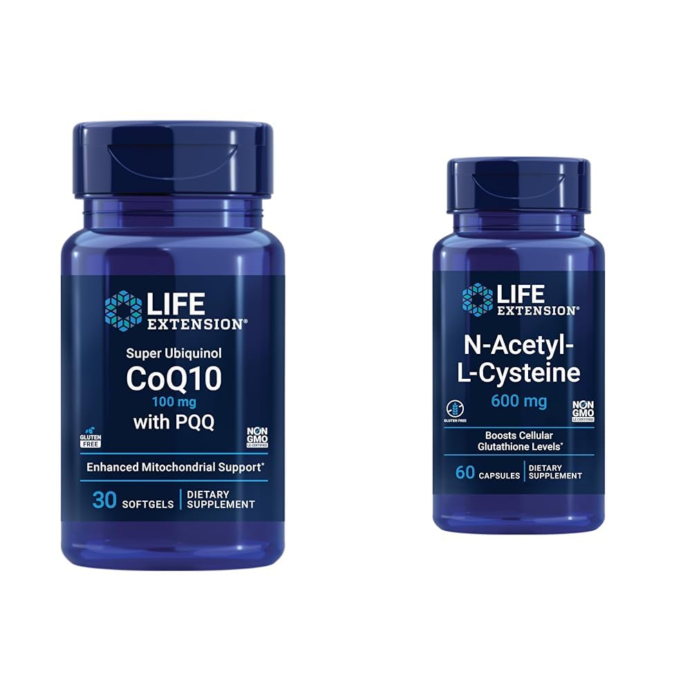 寿命延长 Super Ubiquinol CoQ10 配有 PQQ, CoQ10, PQQ & N-Acetyl-L-Cysteine (NAC), Immune,呼吸器,肝脏健康