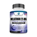 Melatonin 每块一块25毫克,120块可嚼的,配有L-Theanine & Vitamin B-6,支持健康睡眠循环,促进平静和休息睡眠,Vegan,NN GMO,美国制造