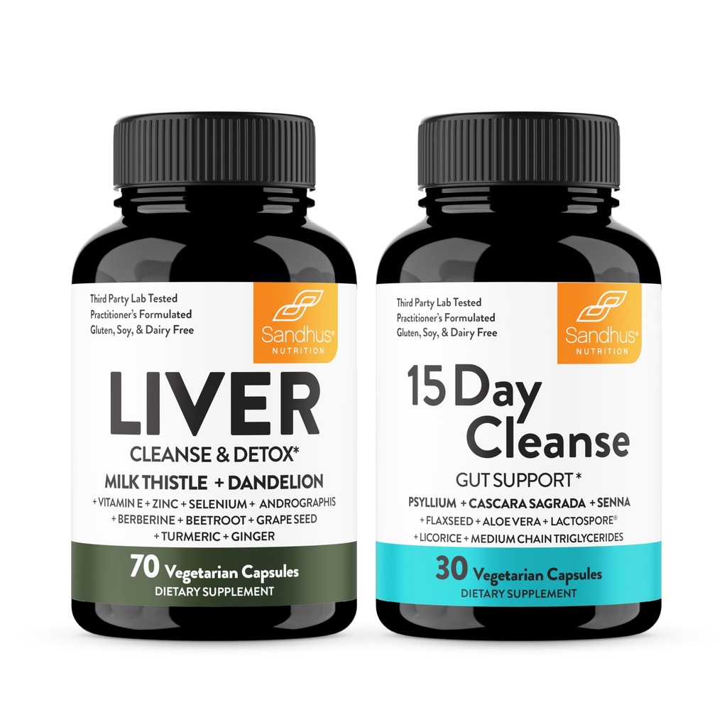 Sandhu的Liver 更新清扫解毒支持 & 15日 Gut 清扫支持 女性和男性饮食补充