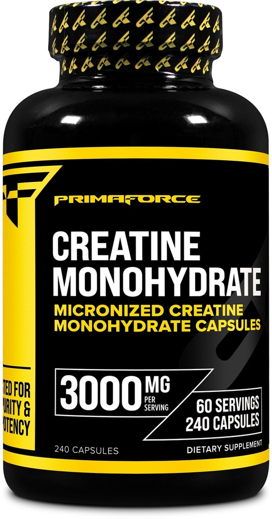 Primaforce Creatine 单水合物 Capsules - 240 Capsules,每服3 000毫克,无粘液和无粘液