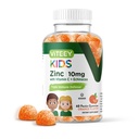Viteey Zinc for Kids Gummys 10mg,配有维生素C & Echinacea - 免疫支持,强力天然抗氧化剂,Kids Zinc维生素补充剂 - Vegan, Gelatin Free - Tasty Chewable Orange Flavor Gummy
